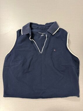 Tommy Hilfiger Navy Cropped Polo Tank Top Size Small